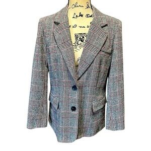 Ebossy Tweed Plaid 2 Button Blazer Sz Medium